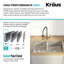 Évier de cuisine encastrée en acier inoxydable de calibre TRU16 à double cuve 50/50 avec DrainAssure de la collection Dex™ par KRAUS