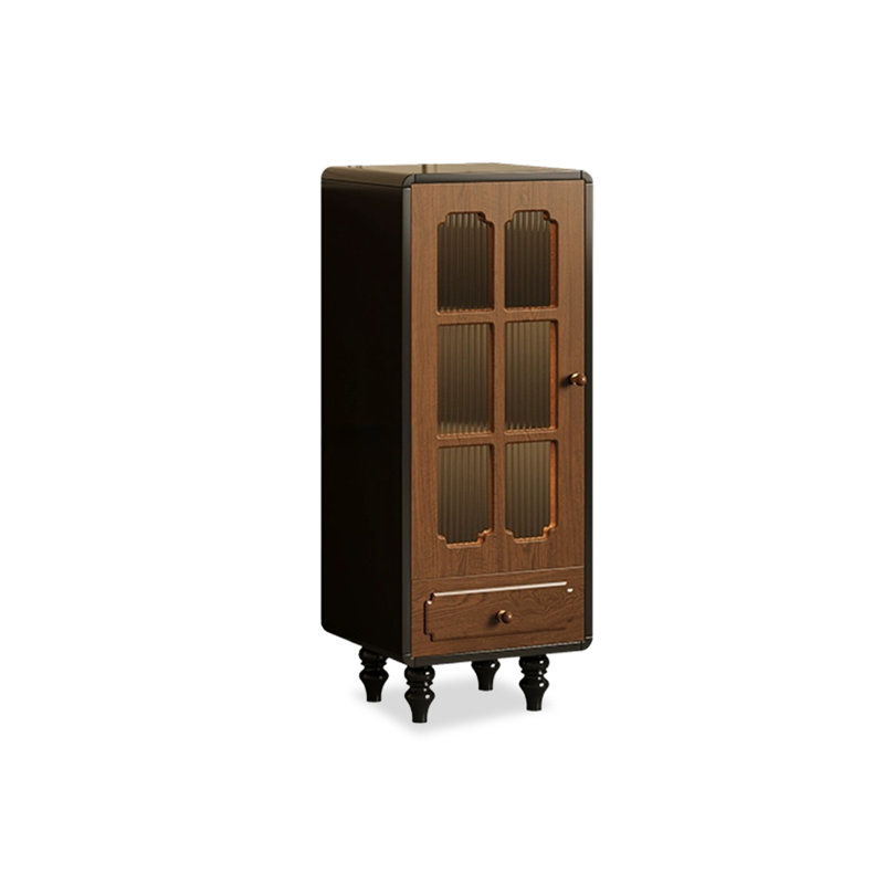Buffet noisette + bois manufacturé noir + verre