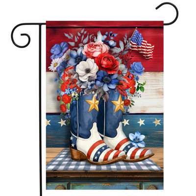 Spring Patriotic Cowboy Boots Garden Flag 12x18