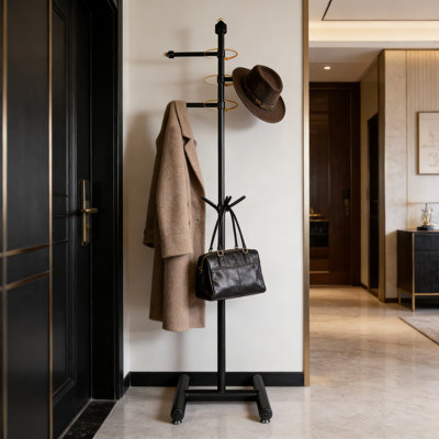 Portemanteau robuste en métal autoportant avec roulettes, hauteur réglable et 3 bras rotatifs pour manteaux, vestes, sacs - Conception en H robuste pour le couloir, l'entrée, la chambre à coucher ou le bureau