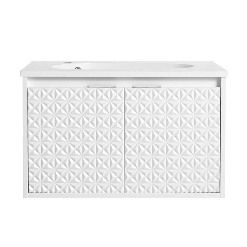 Meuble-lavabo mural 30 po avec lavabo, portes à fermeture en douceur, pour petite salle de bain