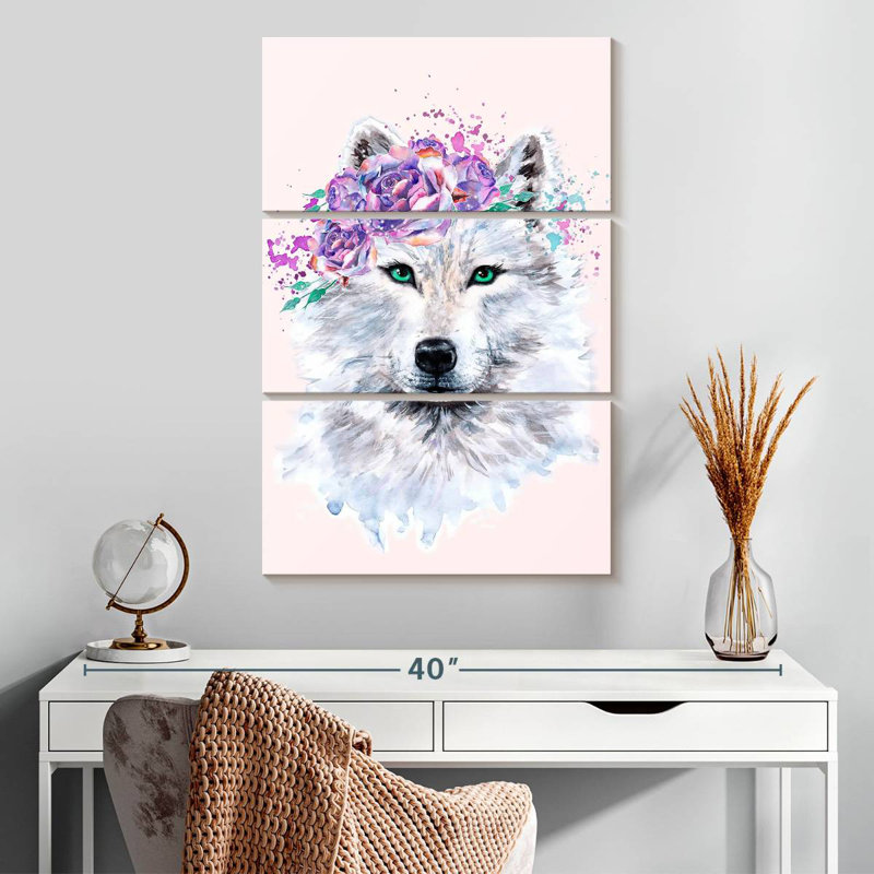 Brampt Floral Wolf, 32" H x 20" W