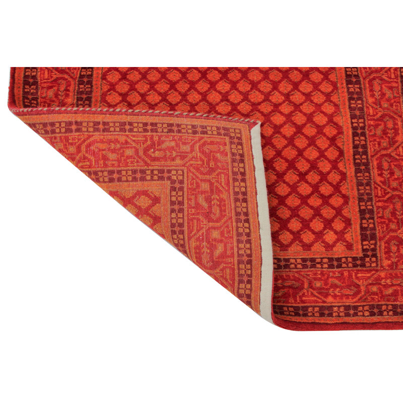 Hand-Knotted High-Quality Orange Area Rug, Runner 2'6" x 9'10"