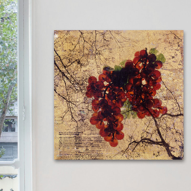 Large Beige and Red Grapes on Canvas Wall Art