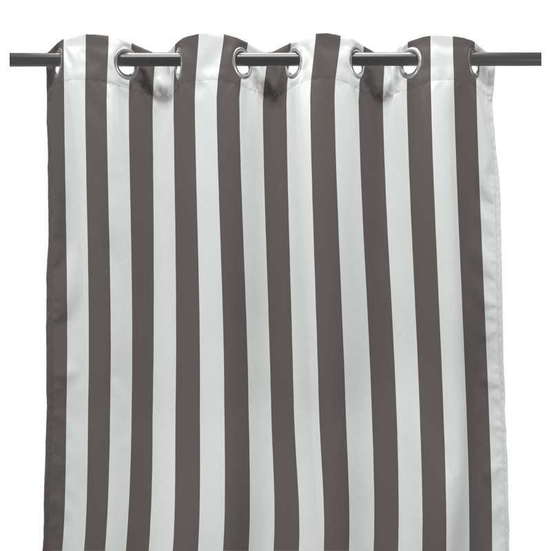 Solid 54" x 84" Grommet Semi-Sheer Outdoor Curtain Panel, Striped Melon, 54" W x 96" L