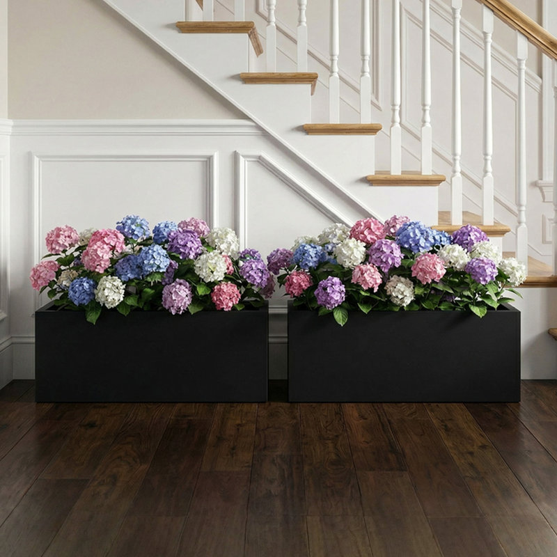 Jardinières rectangulaires en métal pour plantes d'extérieur, H 10 po x l 24 po x P 10 po