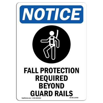 Fall Protection Required Sign with Symbol