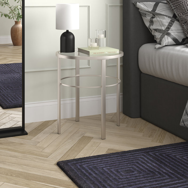 Glass Top End Table, Satin Nickel