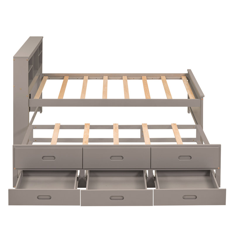 Idelson Auserine Platform Storage Bed, Full, White/Natural