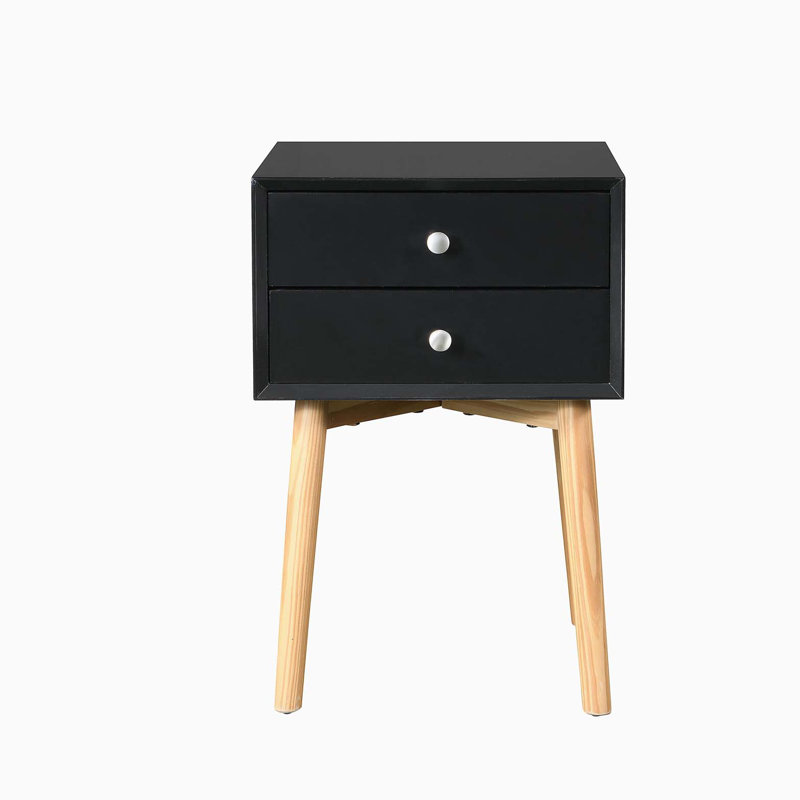 Table d'appoint, table de chevet avec 2 tiroirs, table de chevet avec rangement Mid-Century moderne, petite table de chevet