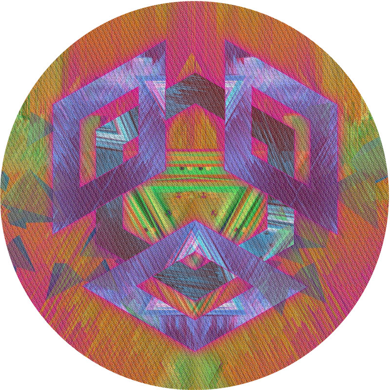 Tapis rose, Rond 4 pi