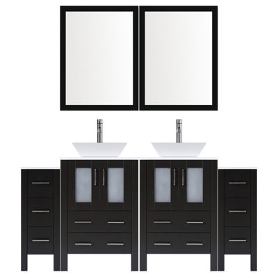 72'' Double Bathroom Vanity with Stone Top