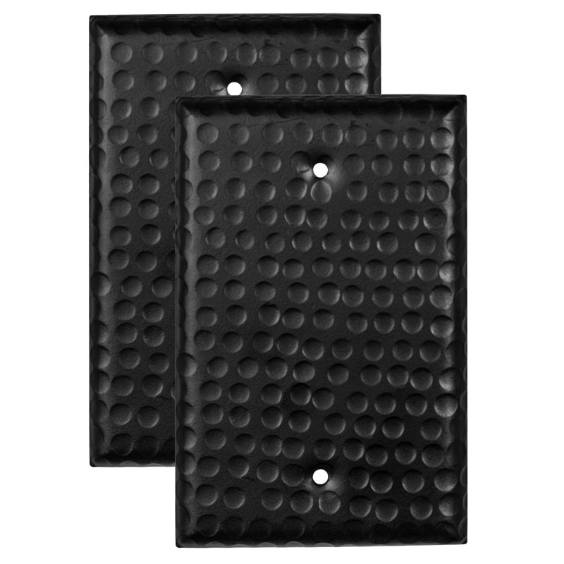 Matte Black Hand Hammered Aluminum 1-Gang Blank Wall Plate