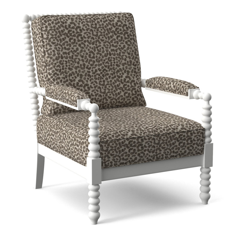 Lind Island 29" Wide Lounge Chair, Sunbrella Beige Pinstripe; 6205-74, Nickel Finish