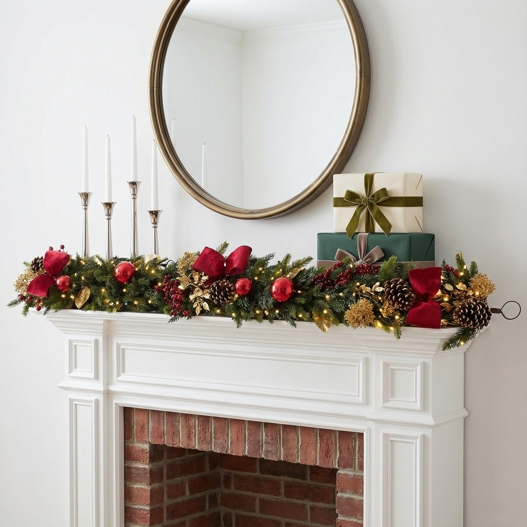 6 Feet by 10 Inches Pre-Lit Battery-Operated Adorned Garland