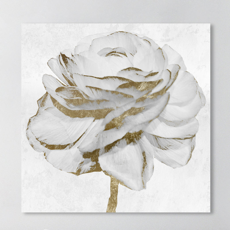 «White Gold Peony», reproduction d'art sur toile, Toile tendue, H 12 po x l 12 po