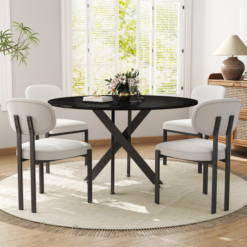 Ensemble de table ronde, Noir, 5, Blanc