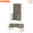 2 Piece Office Set, 56" Executive Desk & Bookcase With Glass Doors, Oak-728147621