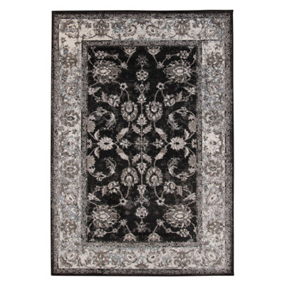 Tapis noir tissé à la machine 5 pi x 7 pi