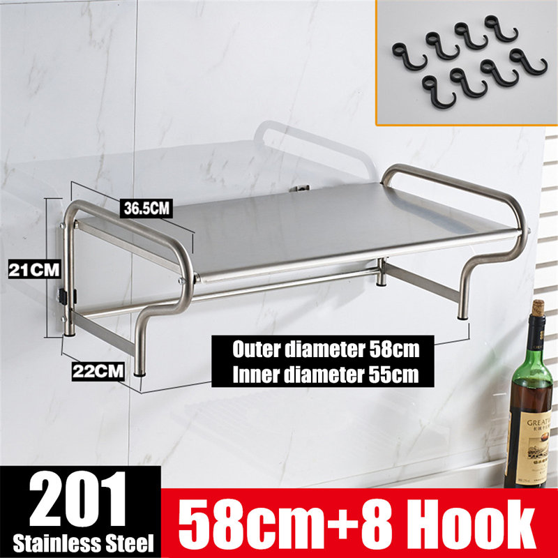 Lemuel Metal Bracket Shelf with Hooks