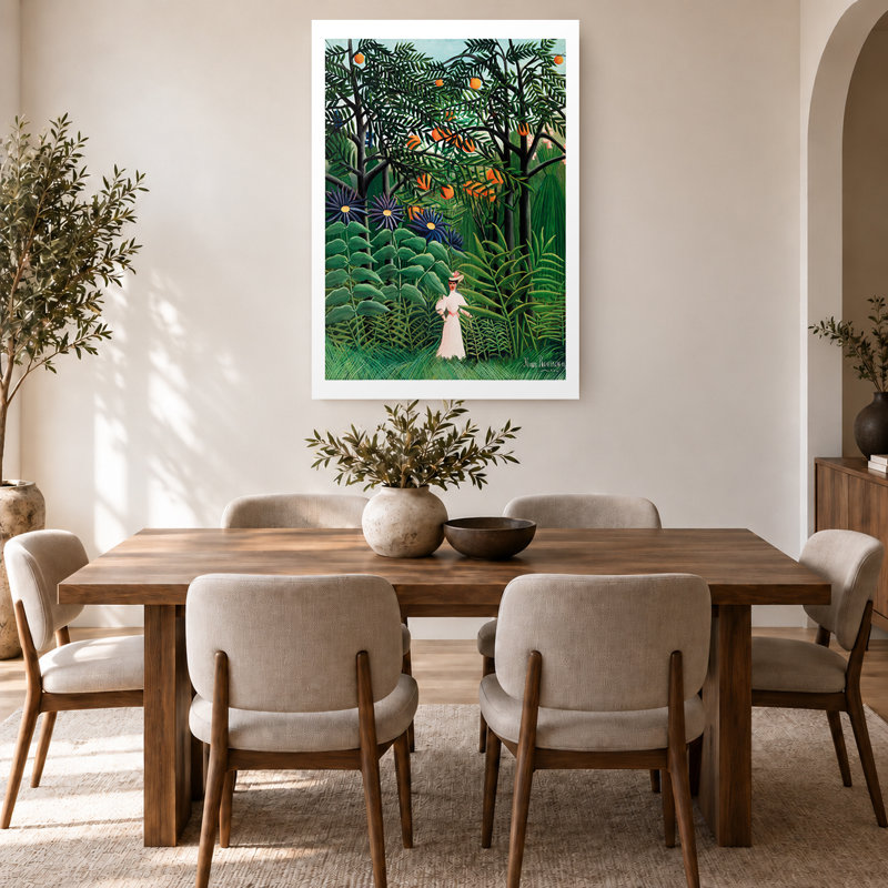 Green Henri Rousseau Tropical Exotic Jungle Canvas Wall Art, 24" H x 16" W