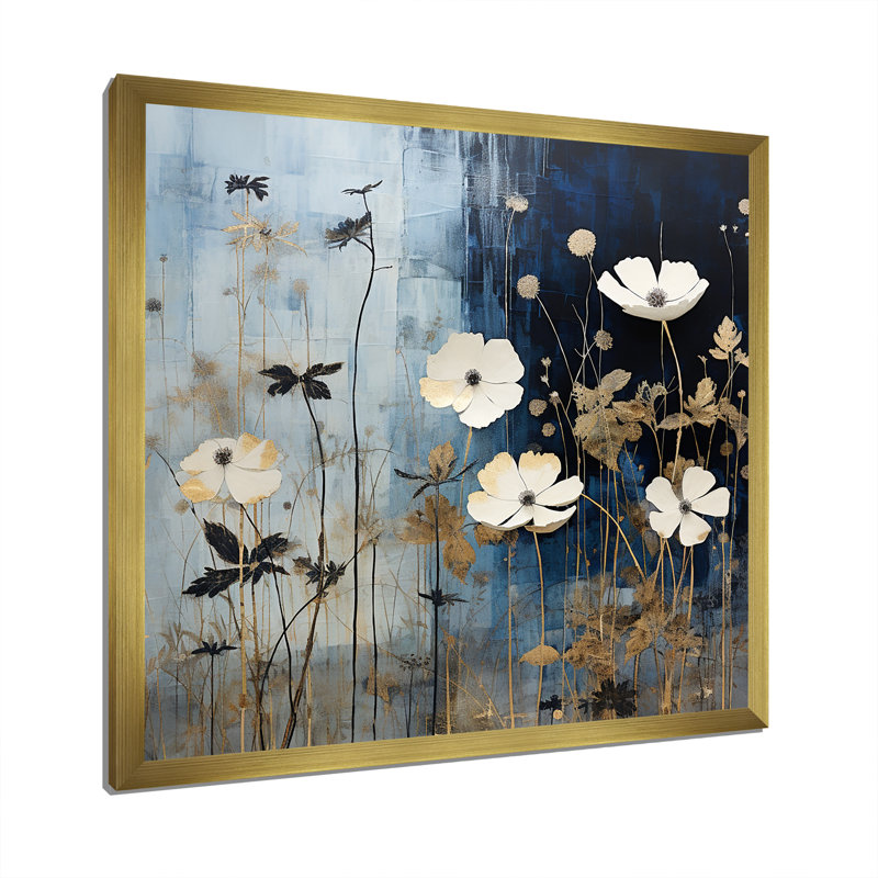 «Wildflowers Wander Meadows VI» sur toile, Cadre doré simple, H 16 po x l 16 po x P 1 po