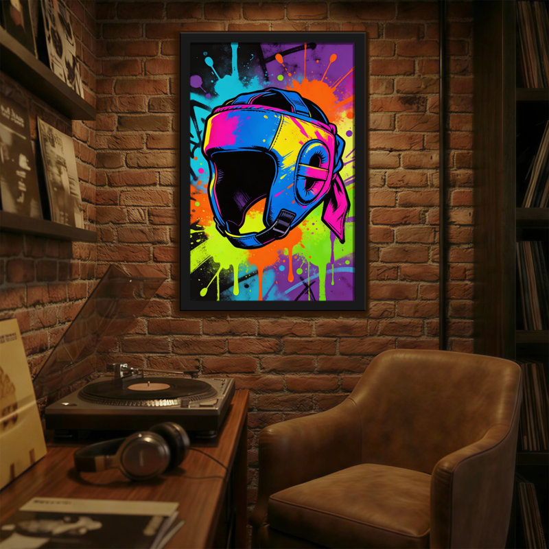 Casque coloré à la mode, impression d'art graffiti, H 18 po x l 12 po