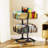 Rolling Pantry Storage cart, 4 Tier Snack Cart with Wheels, 2 Lockable Castors, Metal Wire Storage Cart