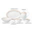 Service de table en porcelaine tendre Lorren Home Trends, blanc avec bordure dorée, collection repas formelle, service pour 8, 57 pièces