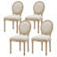 4 chaises de salle à manger rembourrées en lin massif de style Mid-Century de H 20 po Mid-Century-499723123