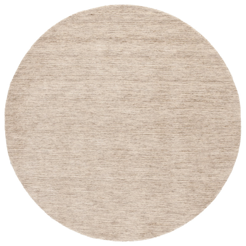 Funchess Handloomed Wool Cotton Rug in Beige, Round 6'