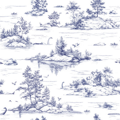 Papier peint adhésif bleu Nessie Novelty Toile