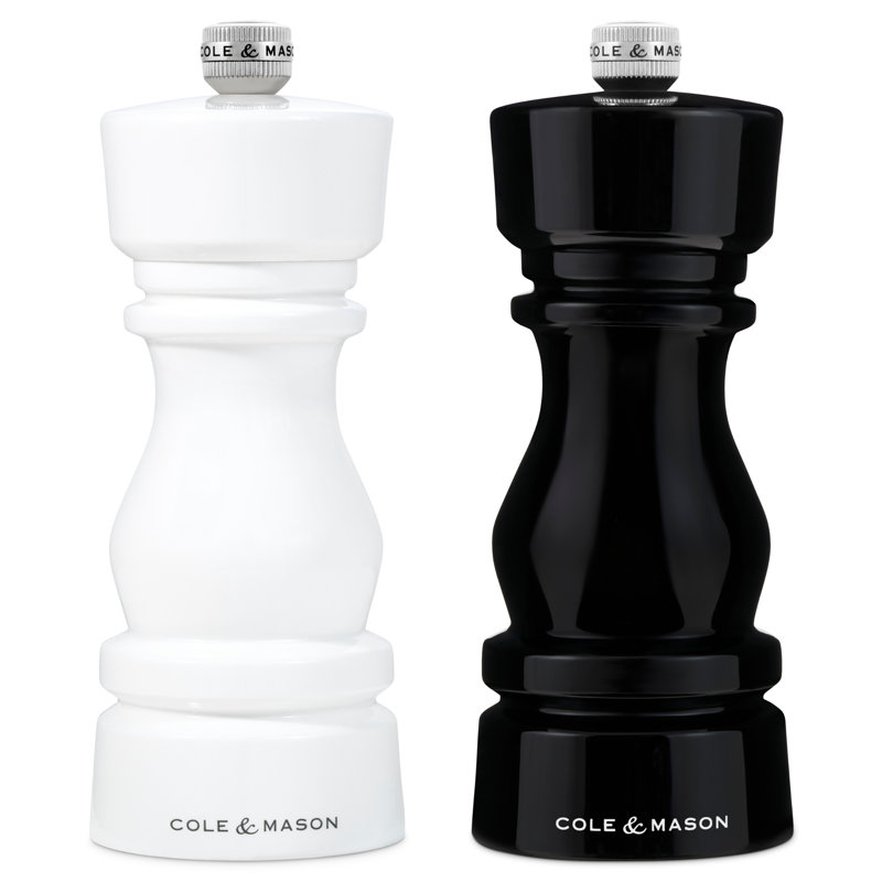 Cole & Mason London Acrylic Black & White Salt & Pepper Mill Gift Set 6"