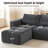 Compression Extra-Wide 3-Seater Sectional Sofa with Ottoman, Thick Padded Back Deep Seats L-Shaped Couch, No Assembly Required-1889968065
