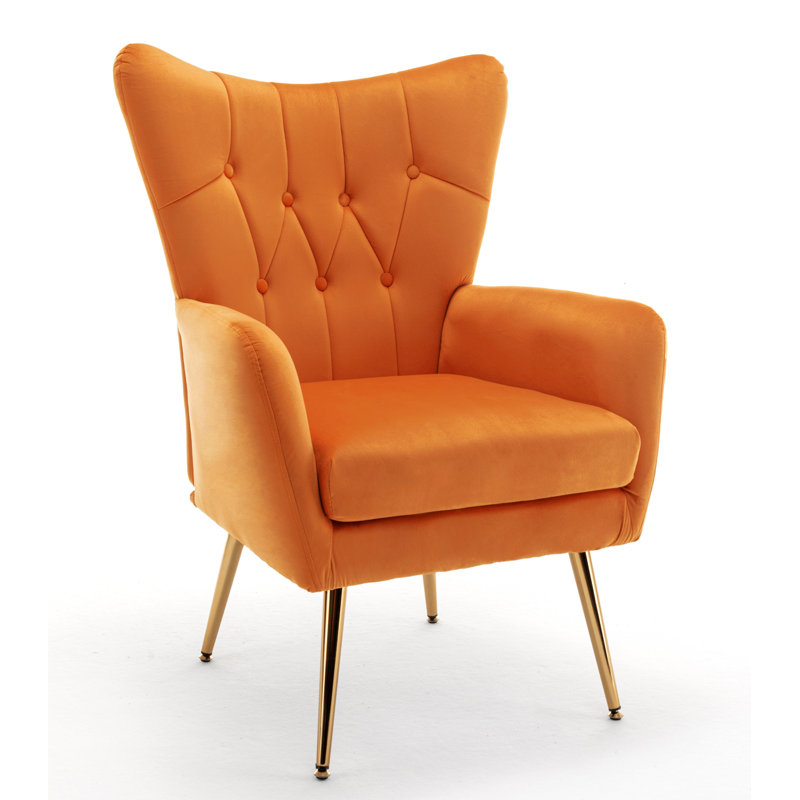 Fauteuil à oreilles 28,5 po Agne, Velours orange