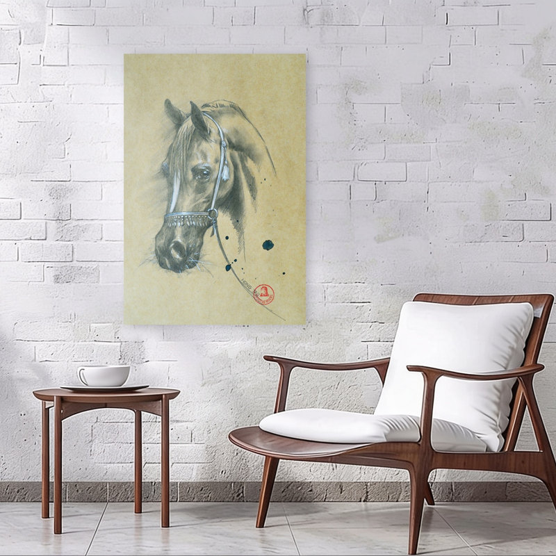 Art mural majestueux, cheval traditionnel élégant, H 36 po x l 24 po