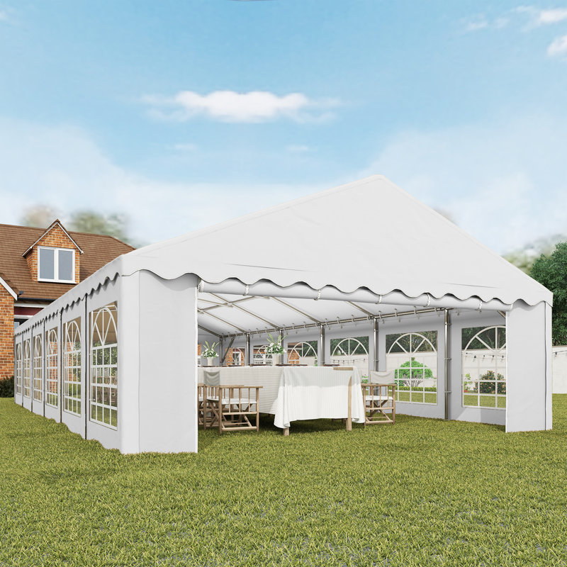 20' x 40' Heavy Duty Party Tent, Galvanized Outdoor Canopy Tent Large Event Shelter with Removable Sidewalls, 12 Windows and 2 Doors, Tents for Parties, Wedding, Events, BBQ Grill