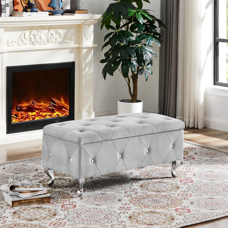 Banc de rangement repose-pieds, Gris