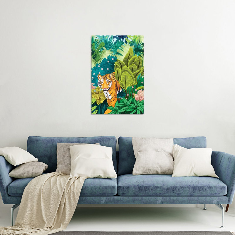 Impression de tigre de la jungle sur verre acrylique, H 32 po x l 24 po x P 0,25 po