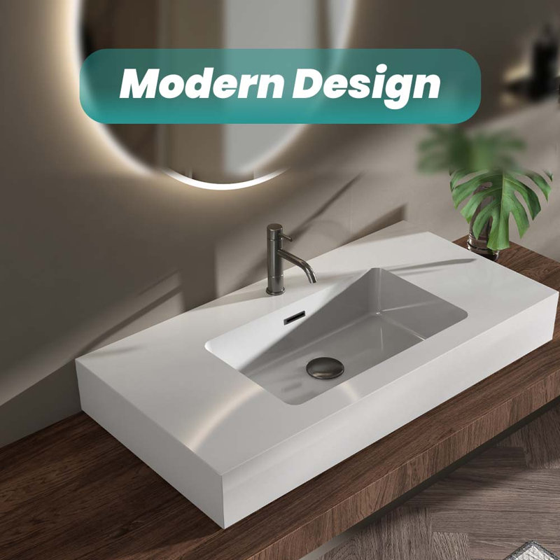 Integrated solid surface basin WITHOUT drain and faucet