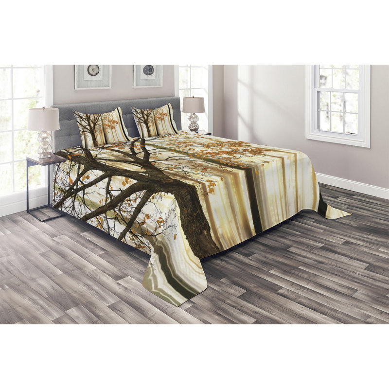 Rustic Polyester Coverlet, Queen Bedspread + 2 Shams