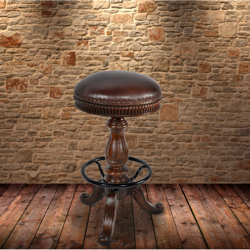 Summer-Louise Swivel Upholstered Counter Stool with Solid Wood Frame