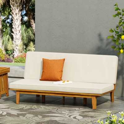 Lit de jour convertible en bois avec lambris et coussins d'eau, l 74,79 po x P 40,28 po, H 12,5 po, panneau fonctionnel beige, l 74,79 po x P 40,28 po x H 12,5 po