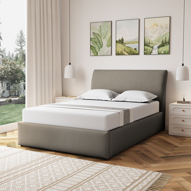 Upholstered Ottoman Storage Bed, Double (4'6), Brown
