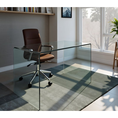 50" Clear Glass Computer Desk