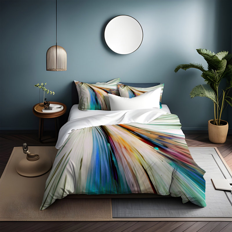 Polyester Abstract Duvet Cover, King Duvet Cover + 2 King Shams