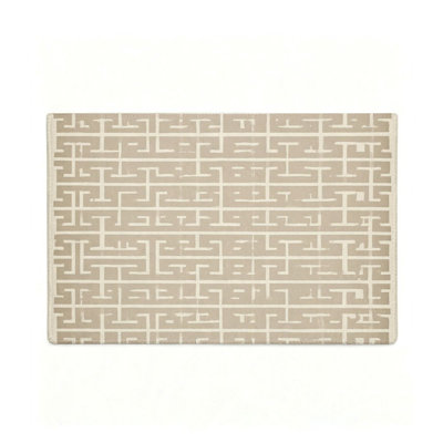 47 x 31 in Faux Brick Print Throw Rug, Modern Minimalist Beige