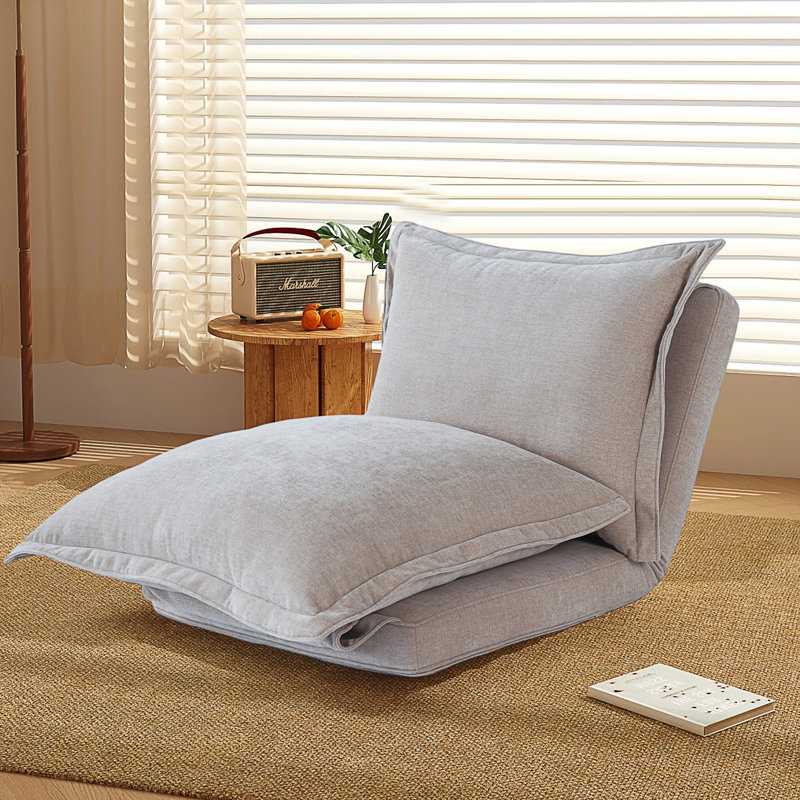 Fauteuil convertible convertible: canapé-lit avec dossier réglable et coussins, Tissu gris antique