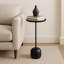 Table d'appoint moderne en métal avec plateau rond - table d'appoint noire de 25 po pour le salon ou la chambre à coucher