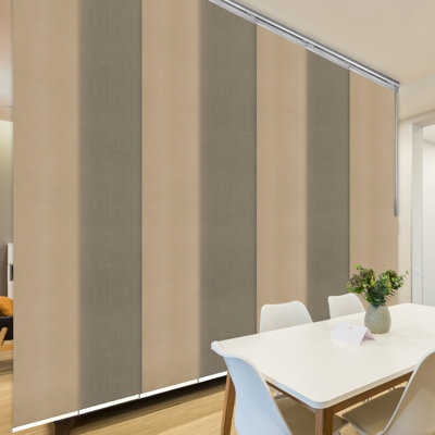 7-Panel Single Rail Panel Track Extendable 110"-153" W x 94"H, Panel Width 23.5", Cornsilk, Cream